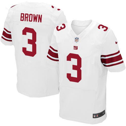 Nike Giants #3 Josh Brown White Men's Stitched NFL Elite Jersey