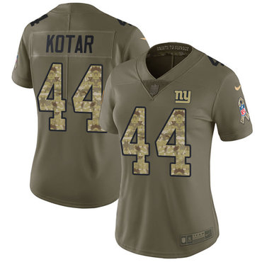 Nike Giants #44 Doug Kotar Olive Camo Women's Stitched NFL Limited 2017 Salute to Service Jersey