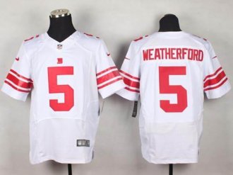 Nike Giants #5 Steve Weatherford White Men's Stitched NFL Elite Jersey