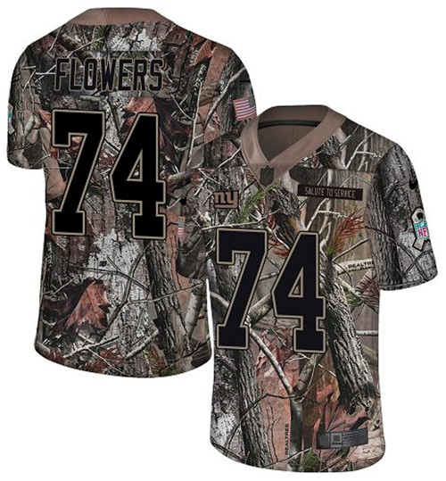 Nike Giants #74 Ereck Flowers Camo Men's Stitched NFL Limited Rush Realtree Jersey