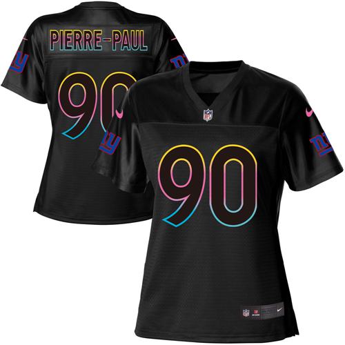 Nike Giants #90 Jason Pierre-Paul Black Women's NFL Fashion Game Jersey