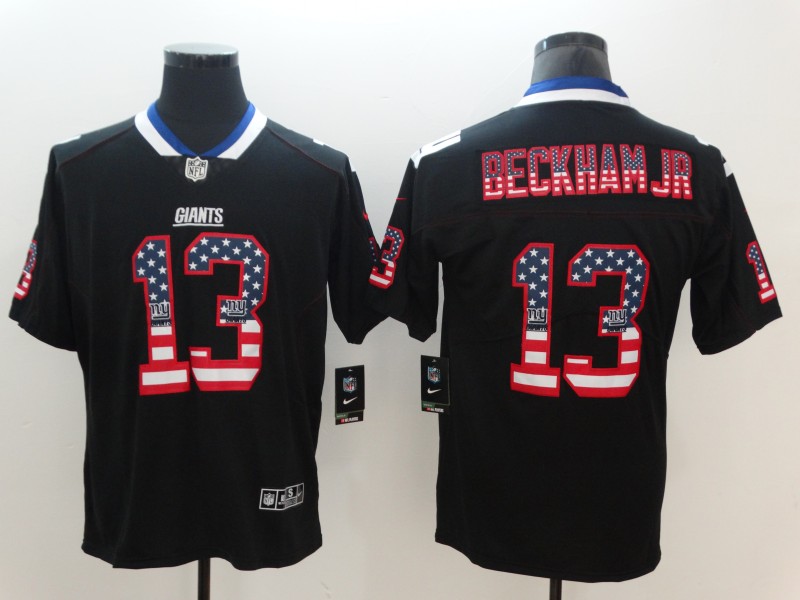 Nike Giants 13 Odell Beckham Jr. Black USA Flag Fashion Color Rush Limited Jersey