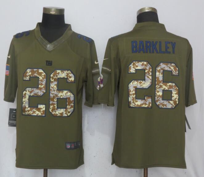 Nike Giants 26 Saquon Barkleyn Olive Salute To Service Limited Jersey