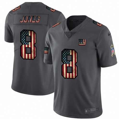 Nike Giants 8 Daniel Jones 2019 Salute To Service USA Flag Fashion Limited Jersey