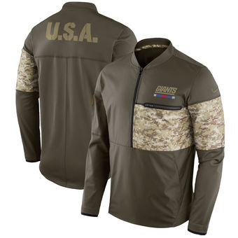 Nike Giants Olive Salute to Service Sideline Hybrid Half-Zip Pullover Jacket