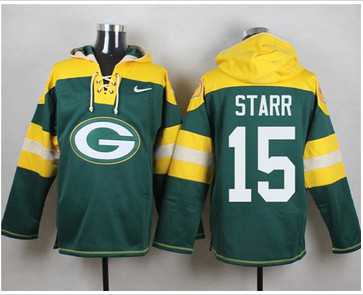 Nike Green Bay Packers #15 Bart Starr Green Player Pullover NFL Hoodie