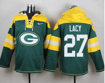 Nike Green Bay Packers #27 Eddie Lacy Green Player Pullover NFL Hoodie