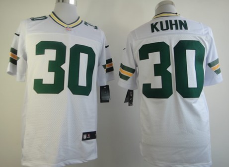 Nike Green Bay Packers #30 John Kuhn White Game Kids Stitched Jersey