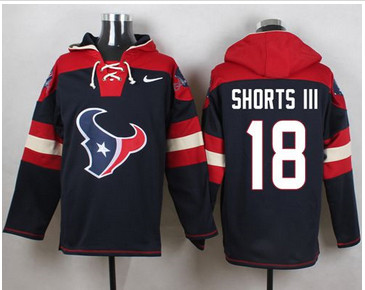 Nike Houston Texans #18 Cecil Shorts III Navy Blue Player Pullover NFL Hoodie