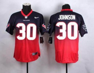 Nike Houston Texans #30 Kevin Johnson Navy Blue-Red Men's Stitched NFL Elite Fadeaway Fashion Jersey