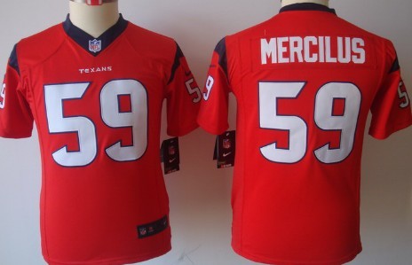 Nike Houston Texans #59 Whitney Mercilus Red Game Kids Stitched Jersey