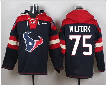 Nike Houston Texans #75 Vince Wilfork Navy Blue Player Pullover NFL Hoodie