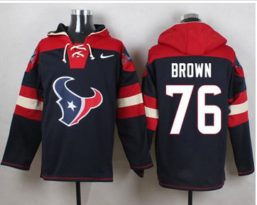 Nike Houston Texans #76 Duane Brown Navy Blue Player Pullover NFL Hoodie