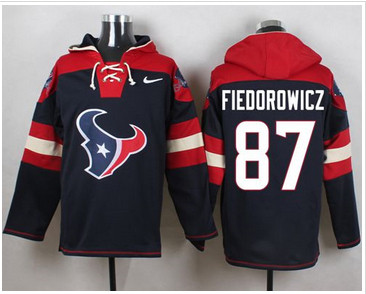 Nike Houston Texans #87 C.J. Fiedorowicz Navy Blue Player Pullover NFL Hoodie
