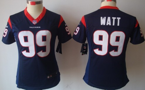 Nike Houston Texans #99 J.J. Watt Blue Limited Womens Stitched Jersey