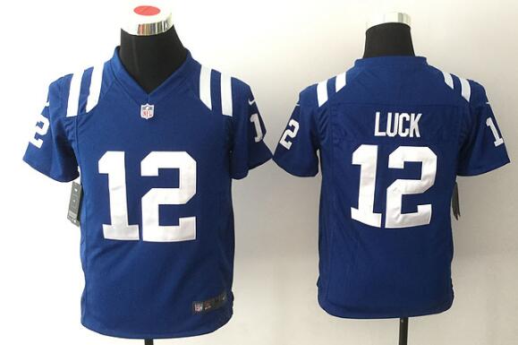 Nike Indianapolis Colts #12 Andrew Luck Blue Game Kids Stitched Jersey