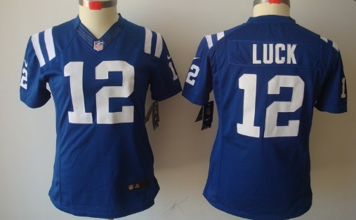 Nike Indianapolis Colts #12 Andrew Luck Blue Limited Womens Stitched Jersey
