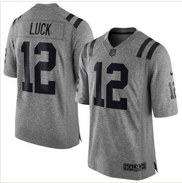 Nike Indianapolis Colts #12 Andrew Luck Gray Men''s Stitched NFL Limited Gridiron Gray Jersey