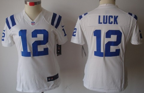 Nike Indianapolis Colts #12 Andrew Luck White Limited Womens Stitched Jersey
