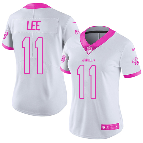 Nike Jaguars #11 Marqise Lee White Pink Women's Stitched NFL Limited Rush Fashion Jersey