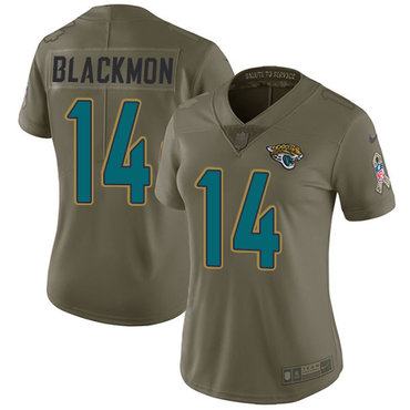 Nike Jaguars #14 Justin Blackmon Olive Women's Stitched NFL Limited 2017 Salute to Service Jerse
