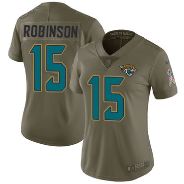 Nike Jaguars #15 Allen Robinson Olive Women's Stitched NFL Limited 2017 Salute to Service Jersey