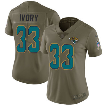 Nike Jaguars #33 Chris Ivory Olive Women's Stitched NFL Limited 2017 Salute to Service Jersey