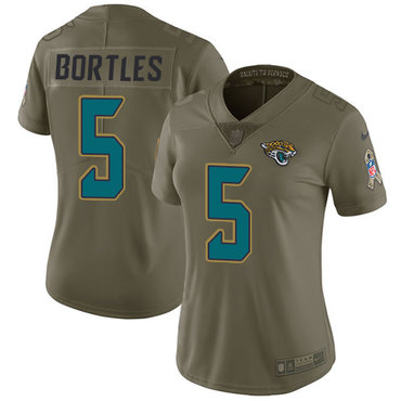 Nike Jaguars #5 Blake Bortles Olive Women's Stitched NFL Limited 2017 Salute to Service Jersey
