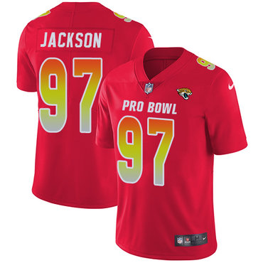Nike Jaguars #97 Malik Jackson Red Women's Stitched NFL Limited AFC 2018 Pro Bowl Jersey