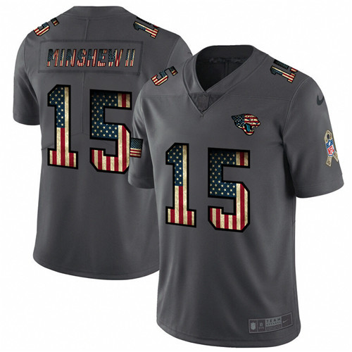 Nike Jaguars 15 Gardner Minshew II 2019 Salute To Service USA Flag Fashion Limited Jersey