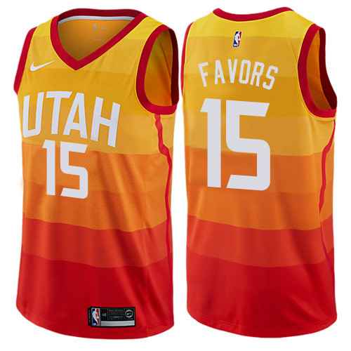 Nike Jazz #15 Derrick Favors Orange NBA Swingman City Edition Jersey