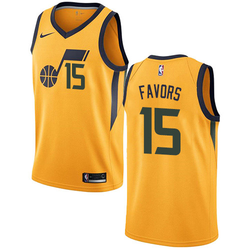 Nike Jazz #15 Derrick Favors Yellow NBA Swingman Statement Edition Jersey