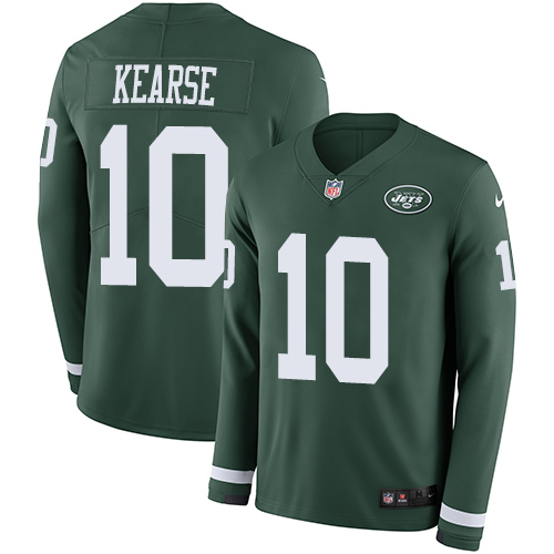 Nike Jets #10 Jermaine Kearse Green Team Color Men's Stitched NFL Limited Therma Long Sleeve Jersey