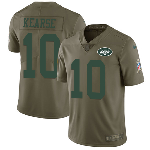 Nike Jets #10 Jermaine Kearse Olive Youth Stitched NFL Limited 2017 Salute to Service Jersey