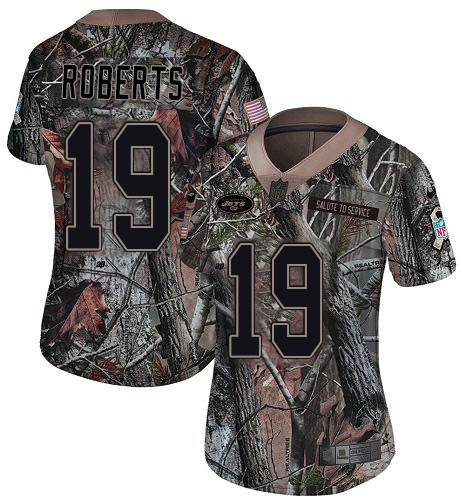 Nike Jets #19 Andre Roberts Camo Women's Stitched NFL Limited Rush Realtree Jersey