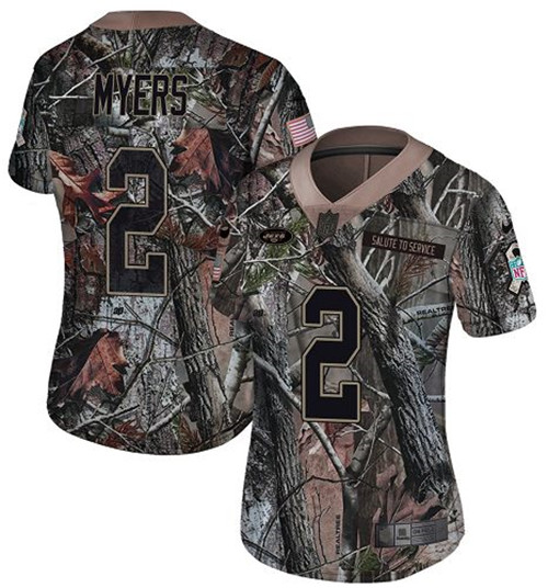 Nike Jets #2 Jason Myers Camo Women's Stitched NFL Limited Rush Realtree Jersey