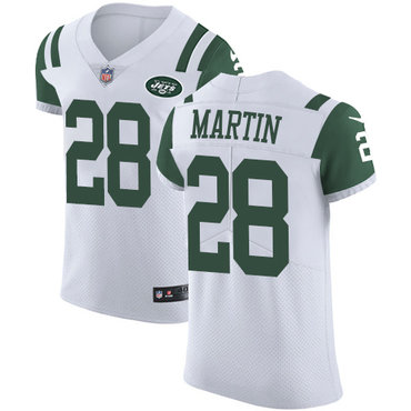 Nike Jets #28 Curtis Martin White Men's Stitched NFL Vapor Untouchable Elite Jersey