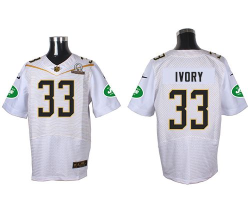 Nike Jets #33 Chris Ivory White 2016 Pro Bowl Men's Stitched NFL Elite Jersey