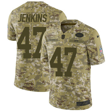 Nike Jets #47 Jordan Jenkins Camo Men's Stitched NFL Limited 2018 Salute To Service Jersey