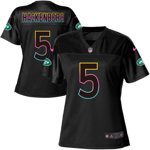 Nike Jets #5 Christian Hackenberg Black Women's NFL Fashion Game Jersey