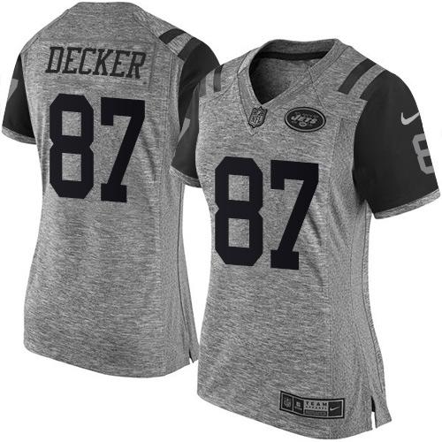 Nike Jets #87 Eric Decker Gray Women's Stitched NFL Limited Gridiron Gray Jersey