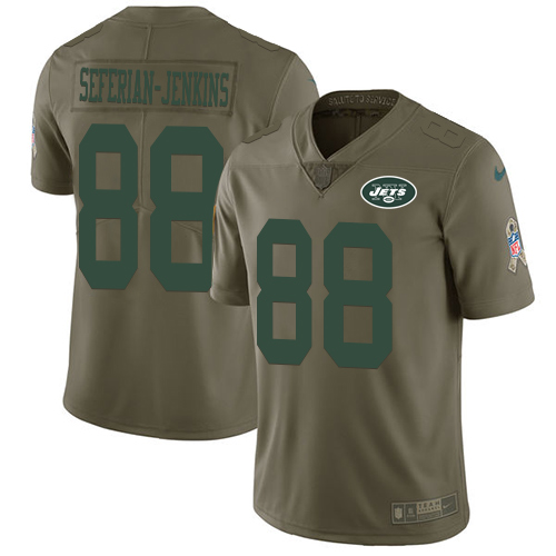 Nike Jets #88 Austin Seferian-Jenkins Olive Men's Stitched NFL Limited 2017 Salute To Service Jersey