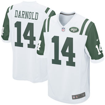 Nike Jets 14 Sam Darnold White 2018 NFL Draft Pick Elite Jersey