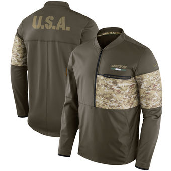 Nike Jets Olive Salute to Service Sideline Hybrid Half-Zip Pullover Jacket