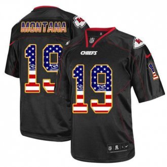 Nike Kansas City Chiefs #19 Joe Montana Black NFL Elite USA Flag Fashion Jersey
