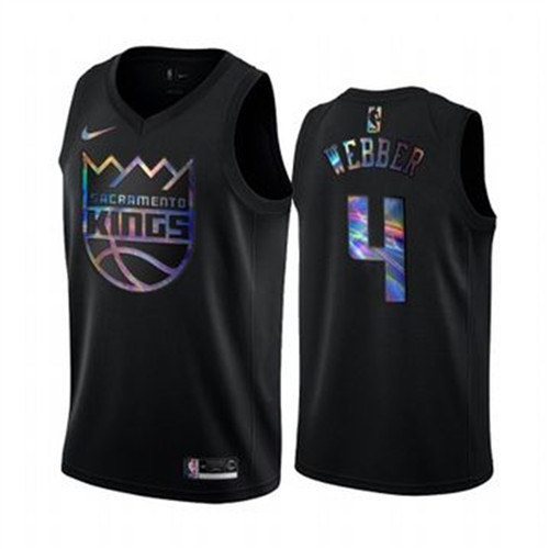 Nike Kings #4 Chris Webber Men's Iridescent Holographic Collection NBA Jersey - Black