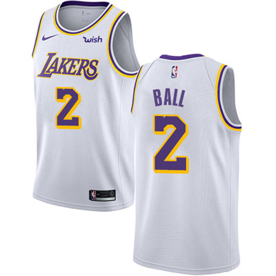 Nike Lakers #2 Lonzo Ball White NBA Swingman Association Edition Jersey
