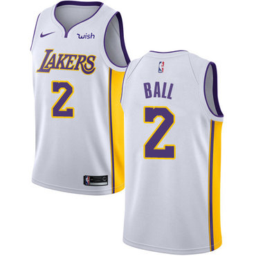 Nike Lakers #2 Lonzo Ball White NBA Swingman Association Edition Jersey