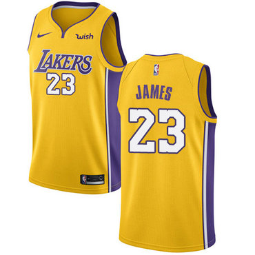 Nike Lakers #23 LeBron James Gold NBA Swingman Icon Edition Jersey