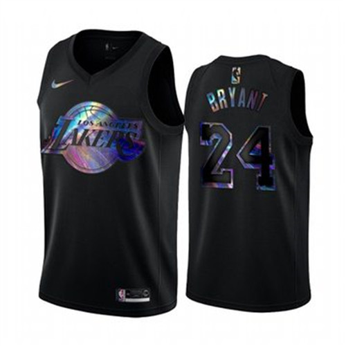 Nike Lakers #24 Kobe Bryant Men's Iridescent Holographic Collection NBA Jersey - Black